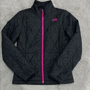 The North Face Quilted Black Jacket with Pink Zipper